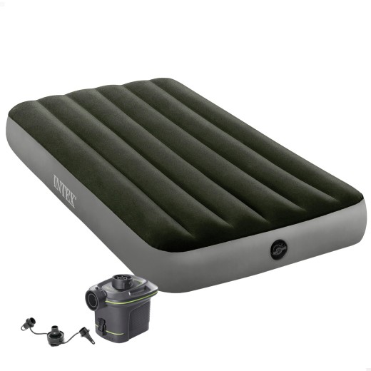64777 - Saltea gonflabilă unică cu umflator și Fiber-Tech INTEX