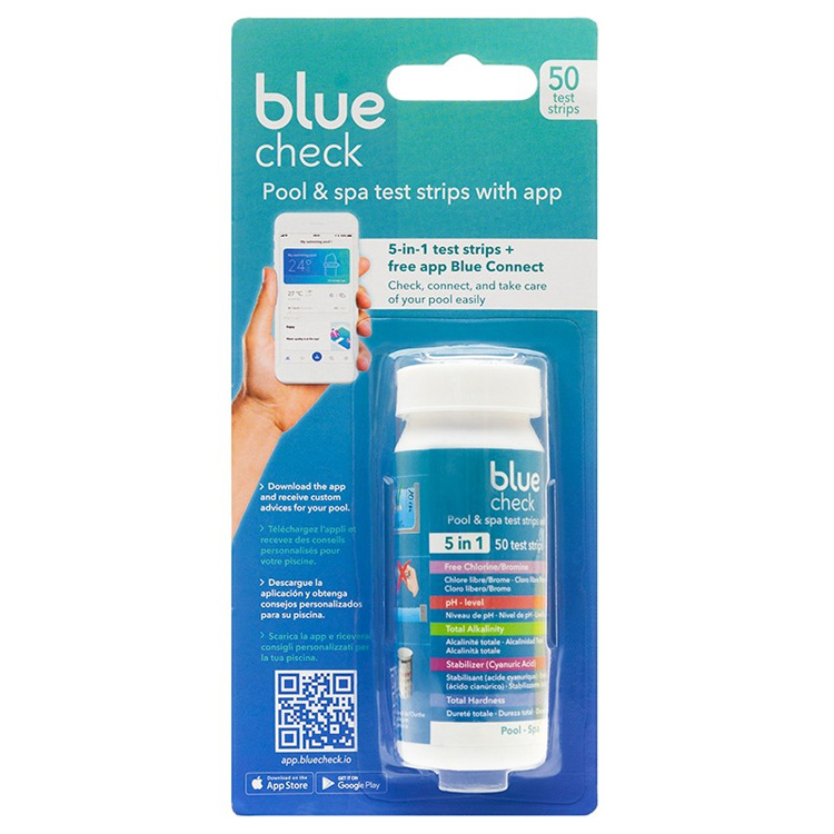 Blue Check tiras analíticas 5-en-1 con receta vía App