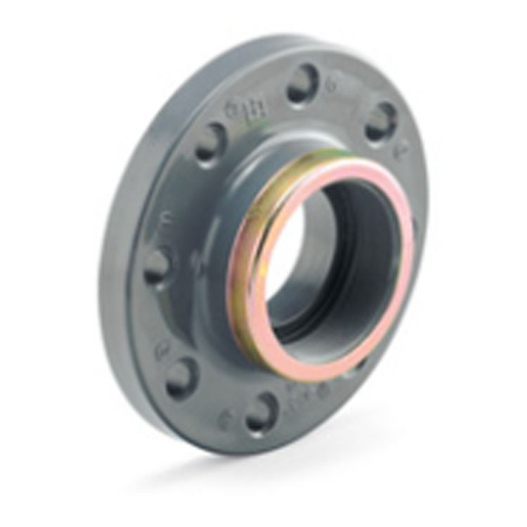 PVC compact flange with reinforced female outlet