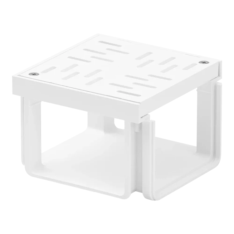 Winkelverbinder für PVC-Rinne mit Gitter, 140 x 140 x 95 mm
