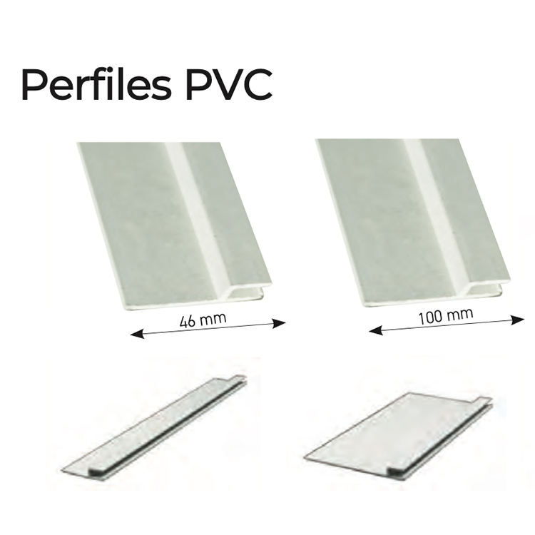 Perfil PVC blanco horizontal - Ancho 46 mm/100mm