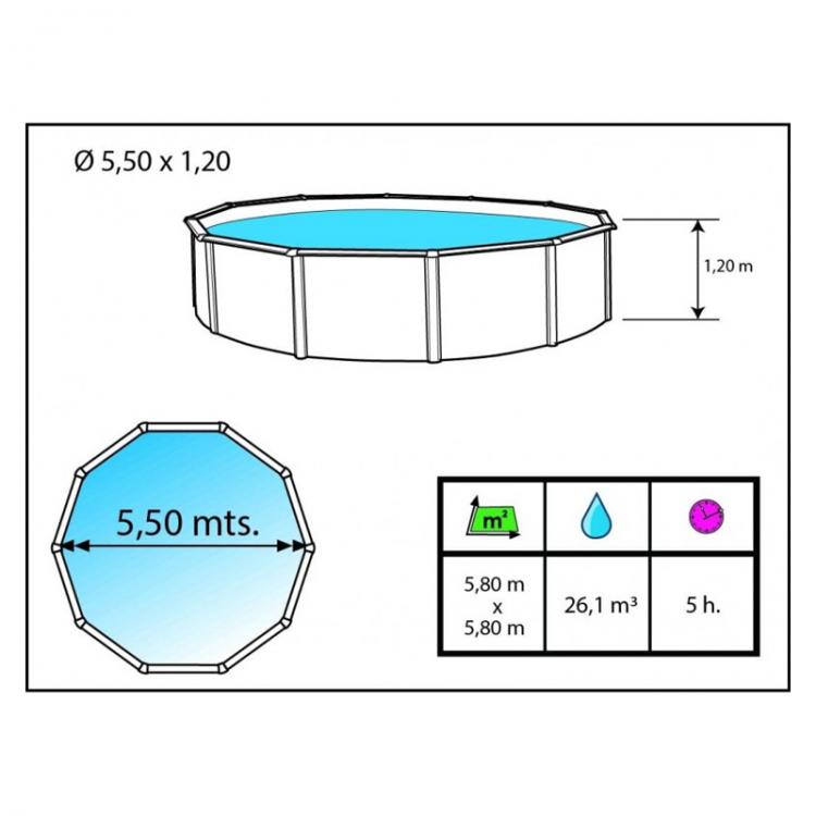 Circular pool with columns 550x120 Filter Sand. World Pool