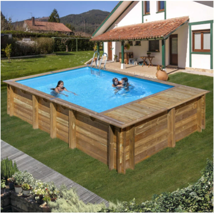 Fából készült medence Gre Sunbay Evora Plus téglalap alakú 620x420x136