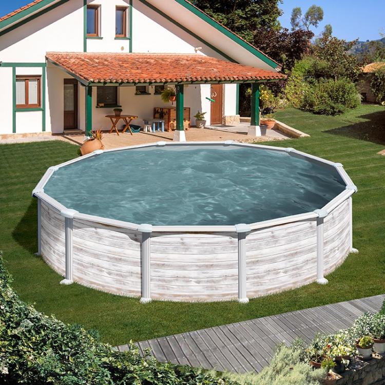 Gre Atlantis circular piscina circular removível chapa de aço branco nórdico