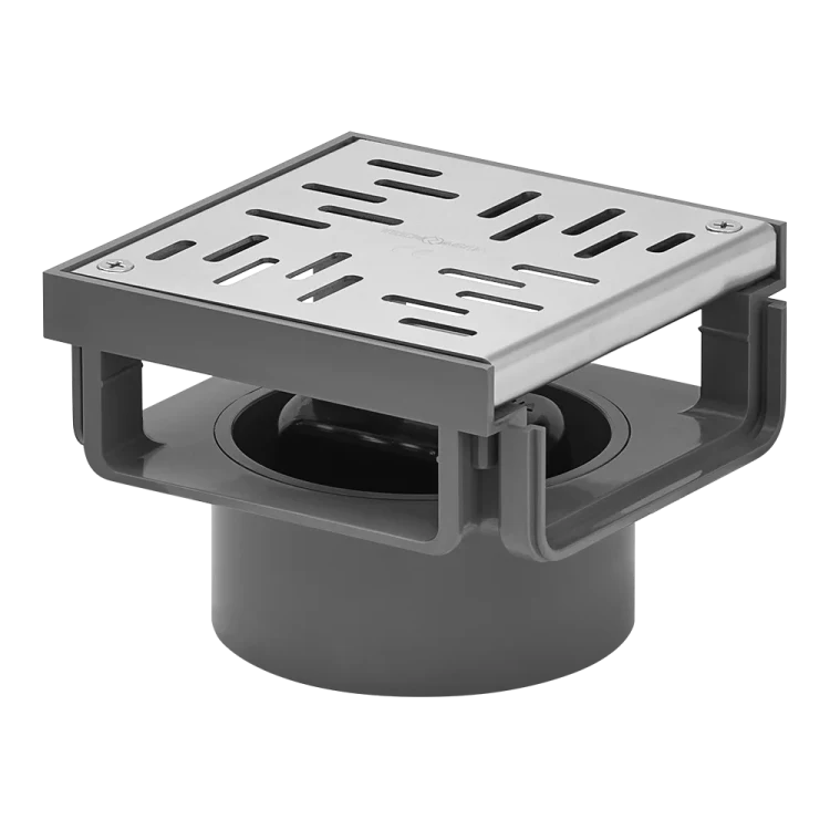 Stainless steel angle channel and grille connection fitting, 140x140x105 mm/Ø110 mm